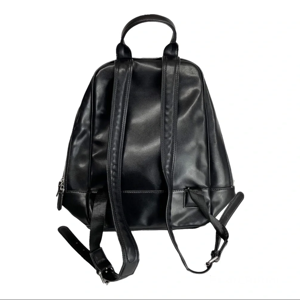 Zara Faux Leather Black Quilted Backpack